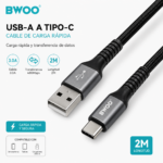 Cable Carga Rápida y Datos USB a USB C BWOO 2 Metros 3A 480Mbps - Imagen 4