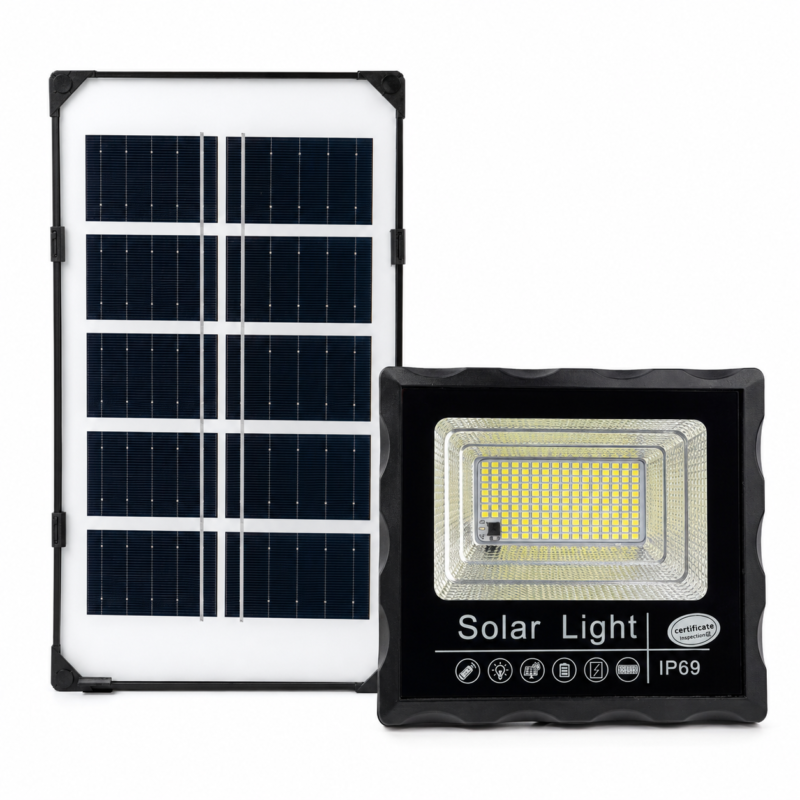 Reflector Solar LED 45W para Exterior con Panel Solar y Control Remoto