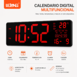 Reloj Digital de Pared LED 34 cm con Calendario, Temperatura y 3 Alarmas - Imagen 4