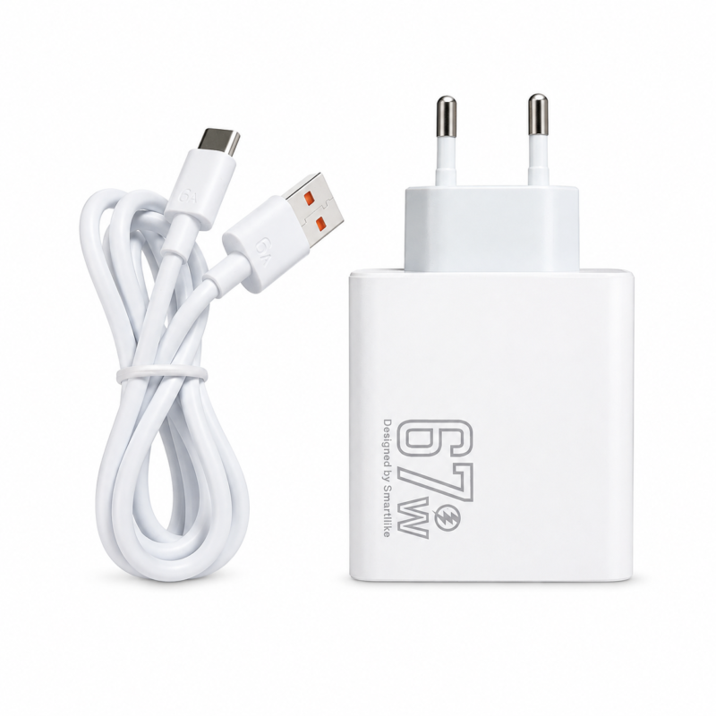 Cargador Rápido Smartilike 67W QC 3.0 USB A con Cable USB A a USB C
