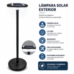 Foco Lámpara Solar Exterior Poste LED 2,5 Metros Luz Fría Jardín Patio - Imagen 6
