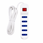 Zapatilla Alargue Eléctrico 5 Tomas Universales 10A 2500W con Interruptor y Cable 3 Metros - Imagen 4