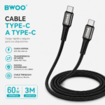 Cable USB C a USB C BWOO 60W 3 Metros Carga Rápida PD Trenzado 480Mbps - Imagen 4