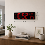 Reloj Digital de Pared LED 34 cm con Calendario, Temperatura y 3 Alarmas - Imagen 5