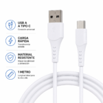 Cable USB A a USB C 1 Metro Carga Rápida y Transferencia de Datos Blanco - Imagen 4