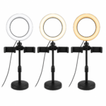 Aro de Luz LED 16 cm con Doble Soporte para Celular y Trípode Regulable 46 cm - Imagen 3