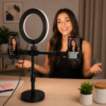 Aro de Luz LED 16 cm con Doble Soporte para Celular y Trípode Regulable 46 cm - Imagen 7