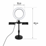 Aro de Luz LED 16 cm con Doble Soporte para Celular y Trípode Regulable 46 cm - Imagen 5