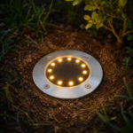 Pack Set X4 Luces Solares LED para Piso y Jardín 12 LED Luz Cálida con Encendido Automático - Imagen 8