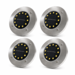 Pack Set X4 Luces Solares LED para Piso y Jardín 12 LED Luz Cálida con Encendido Automático