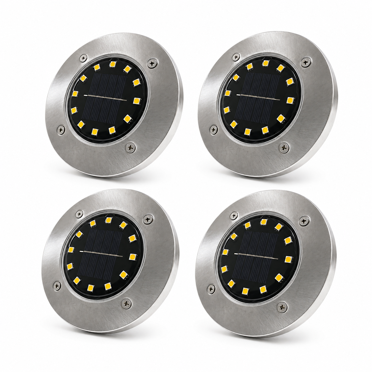 ChatGPT Image 20 ago 2026, 12_53_55 Pack Set X4 Luces Solares LED para Piso y Jardín 12 LED Luz Cálida con Encendido Automático - Imagen 1