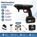Hidrolavadora Inalámbrica Portátil 48V con Batería, Manguera, Espumador y Maletín - Imagen 10