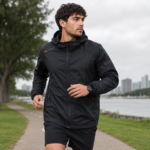 Campera Deportiva Hombre Rompeviento Resistente al Agua con Capucha y Bolsillos con Cierre - Imagen 5
