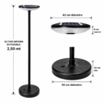 Foco Lámpara Solar Exterior Poste LED 2,5 Metros Luz Fría Jardín Patio - Imagen 5