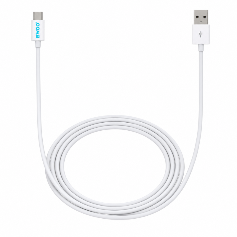 Cable USB A a USB C BWOO 2 Metros Carga Rápida y Sincronización Blanco