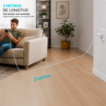 Cable USB A a USB C BWOO 2 Metros Carga Rápida y Sincronización Blanco - Imagen 4