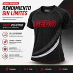 Remera Deportiva Hombre GEDO Negra 100% Poliéster Transpirable y Secado Rápido - Imagen 4