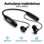 Auriculares Bluetooth BWOO BW870 Inalámbricos con Banda de Cuello, ENC y Magnéticos - Imagen 5