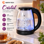 Jarra Eléctrica de Vidrio North Tech Cristal 1,8 L con Luz LED y Base 360° - Imagen 4