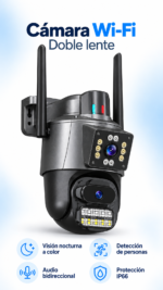 Cámara de Seguridad WiFi Doble Lente Sirena PTZ IP66 con Visión Nocturna y Audio Bidireccional - Imagen 3