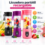 Licuadora Portátil Recargable USB 380 ml 2000 mAh con Cuchillas Acero Inoxidable - Imagen 3