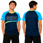 Remera Deportiva Hombre GEDO Azul y Celeste Manga Corta 100% Poliéster - Imagen 4