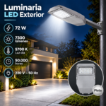 Luz de Calle Luminaria LED Exterior 72W 7300 Lúmenes 5700K 220V Plata - Imagen 5