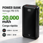 Power Bank Vorago 20.000 mAh Carga Rápida 22,5W USB y USB-C - Imagen 6