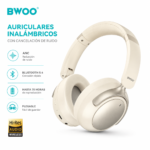 Auriculares Inalámbricos BWOO Bluetooth 5.4 ANC 70H Plegables Hi-Res Cancelación de Ruido - Imagen 6