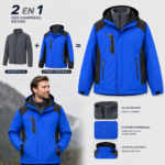Campera Impermeable 2 en 1 con Polar Desmontable y Capucha Color Azul Claro - Imagen 3