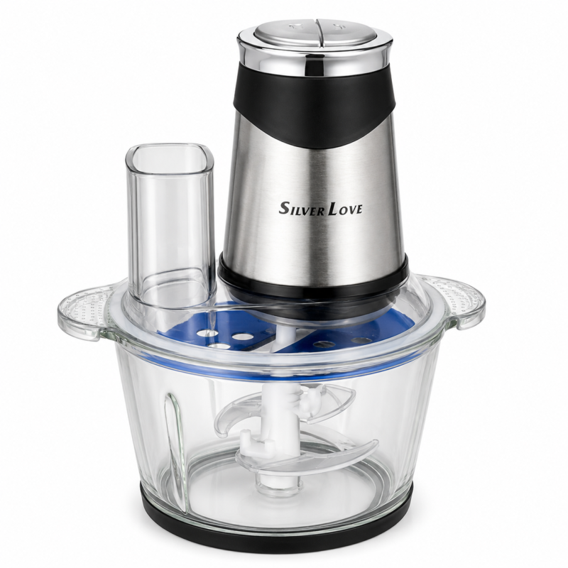 Procesadora Picadora Ralladora Silver Love 3L 1500W con Bowl de Vidrio