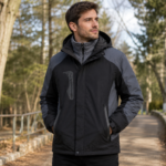 Campera Impermeable 2 en 1  con Polar Desmontable y Capucha Color Negro - Imagen 6