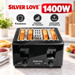 Tostadora Eléctrica Doble 4 Tostadas 1400W con Control de Tostado Independiente Silver Love - Imagen 6