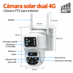 Cámara de Seguridad Solar 4G LTE PTZ Doble Lente con Panel Solar y Sensor PIR para Exterior - Imagen 4