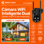 Cámara de Seguridad WiFi Doble Lente PTZ 3MP + 3MP North Tech NT-SCAM32EXD para Exterior - Imagen 6
