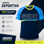 Remera Deportiva Hombre GEDO Azul y Celeste Manga Corta 100% Poliéster - Imagen 5