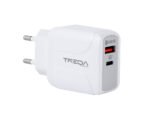 Cargador de Celular Treqa 2 Salidas USB y Tipo-C