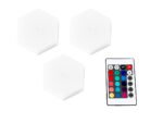 LED RGB Hexagonal Táctil x3 con Control a Pila