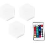 LED RGB Hexagonal Táctil x3 con Control a Pila