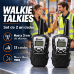 Set de 2 Walkie Talkies WLTK-052 22 Canales Hasta 3 km con VOX y Pantalla LCD - Imagen 7