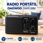 Radio Portátil Daewoo DWR18BK 5 Bandas AM FM TV SW1 SW2 con Antena Telescópica - Imagen 7
