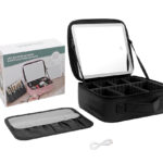 Organizador de Comesticos con Espejo LED - Negro