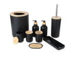 Set de 9 Accesorios de Baño de Lujo en Bambú - Negro