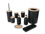 Set de 9 Accesorios de Baño de Lujo en Bambú - Negro - Imagen 3