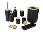 Set de 9 Accesorios de Baño de Lujo en Bambú - Negro - Imagen 4