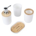 Set de Baño en Bambú 4 Piezas - Blanco