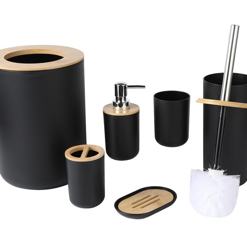 Set de Baño 6 Piezas en Bambú - Negro