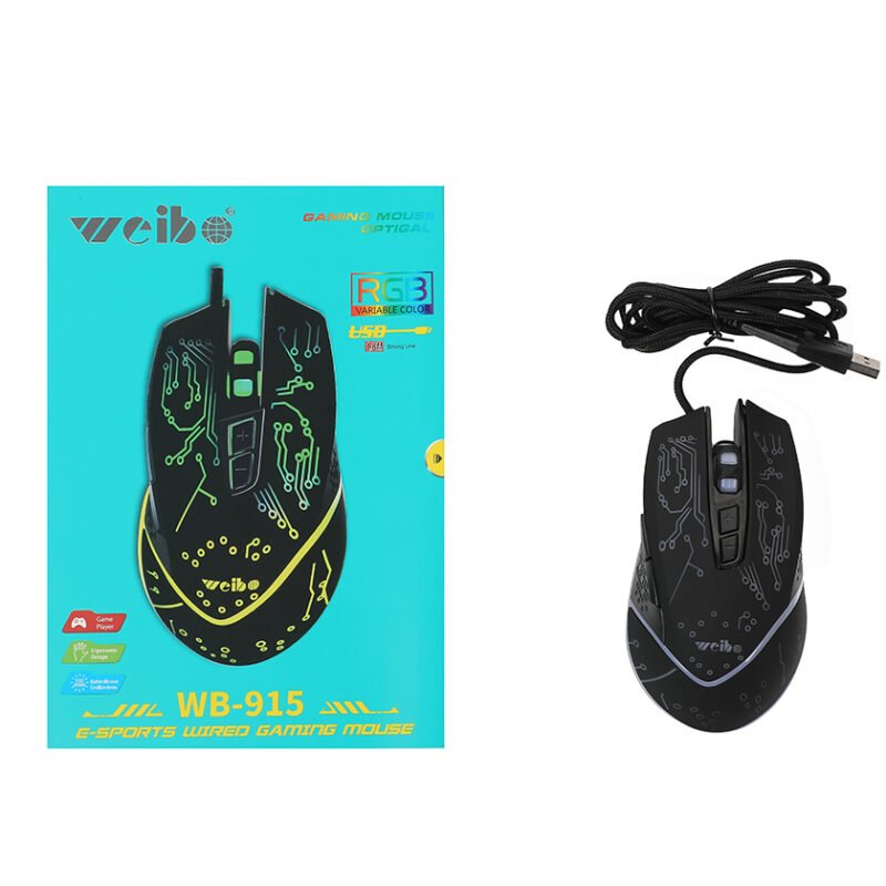Mouse Gamer con Cable 1.8 m WB-915 Diseño Circuito