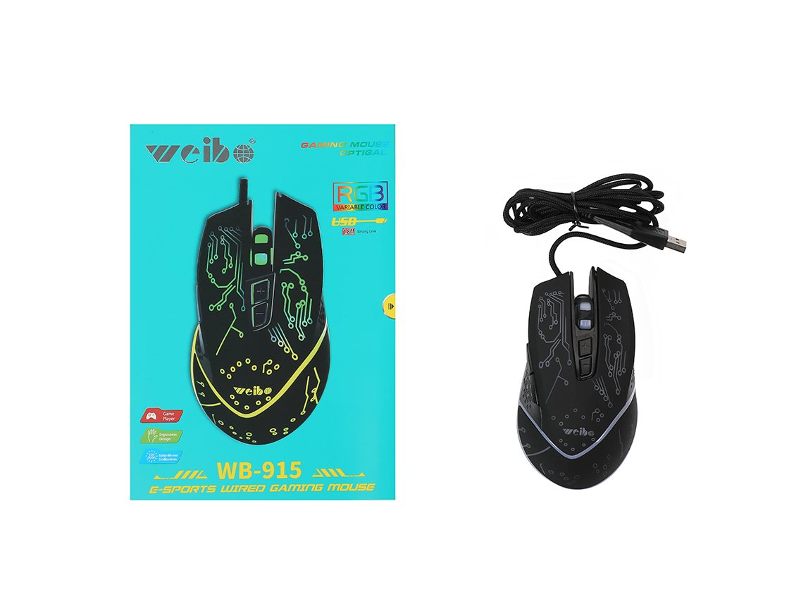 7167-1.jpg Mouse Gamer con Cable 1.8 m WB-915 Diseño Circuito - Imagen 1