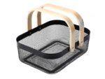 Canasto Metálico con Asas de Madera 32 x 24 cm
